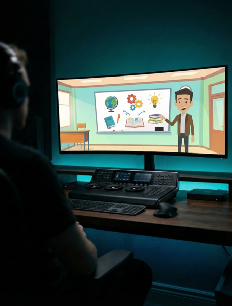 Kurumsal video üretimi için hazırlanan profesyonel video kurgu ve dijital anlatım sahnesi